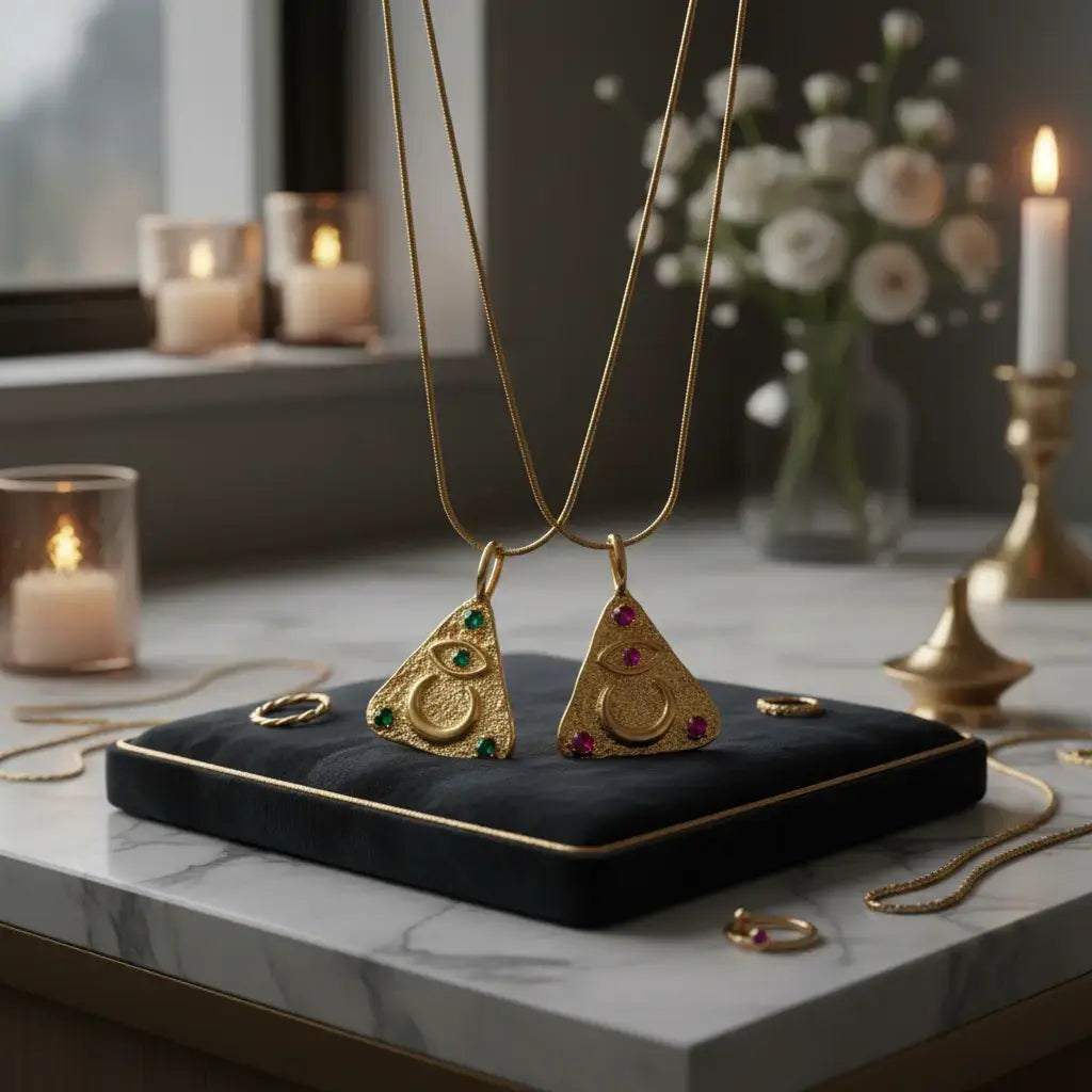 Triangle Evil Eye Necklace - Surgical Steel Gold Plated