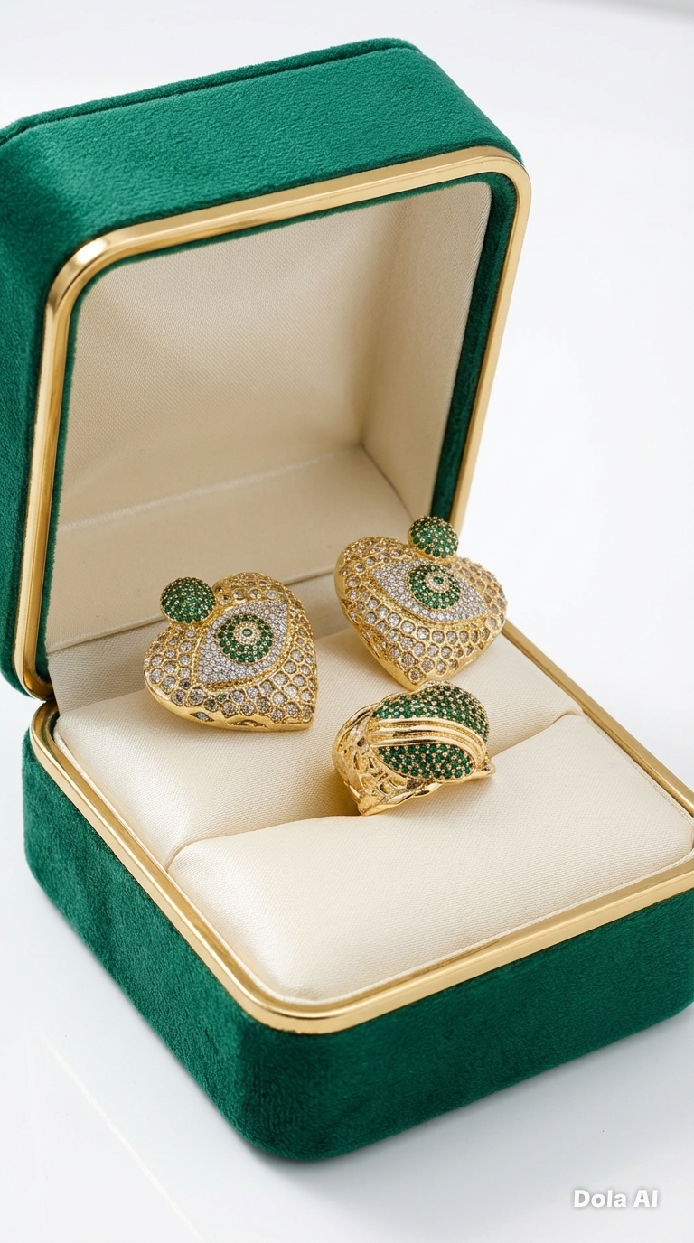 Luxury Heart Jewelry Set with Zirconia - Gold Plated