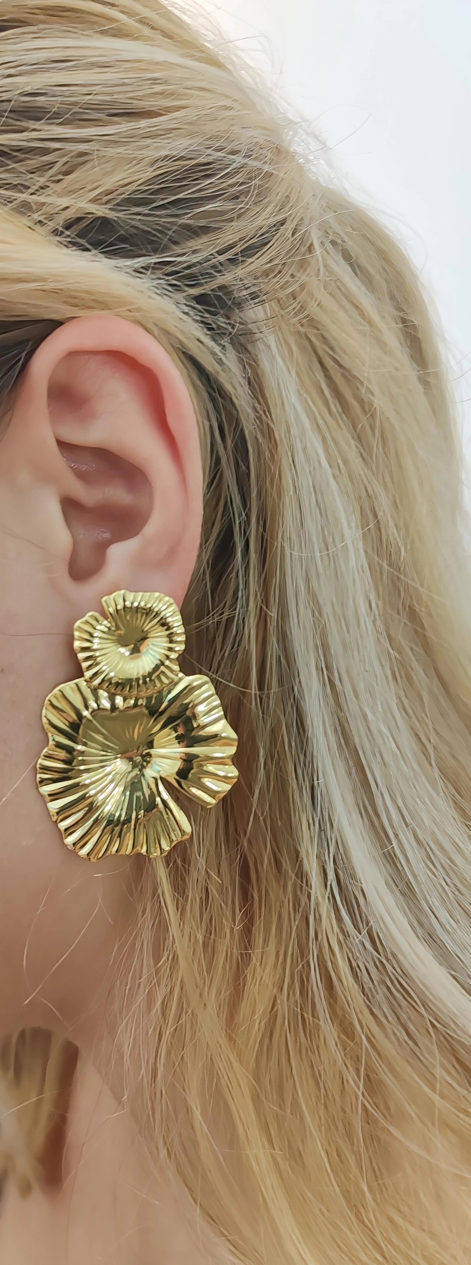 Sculptural Gold Stainless Steel Earrings – Statement Design