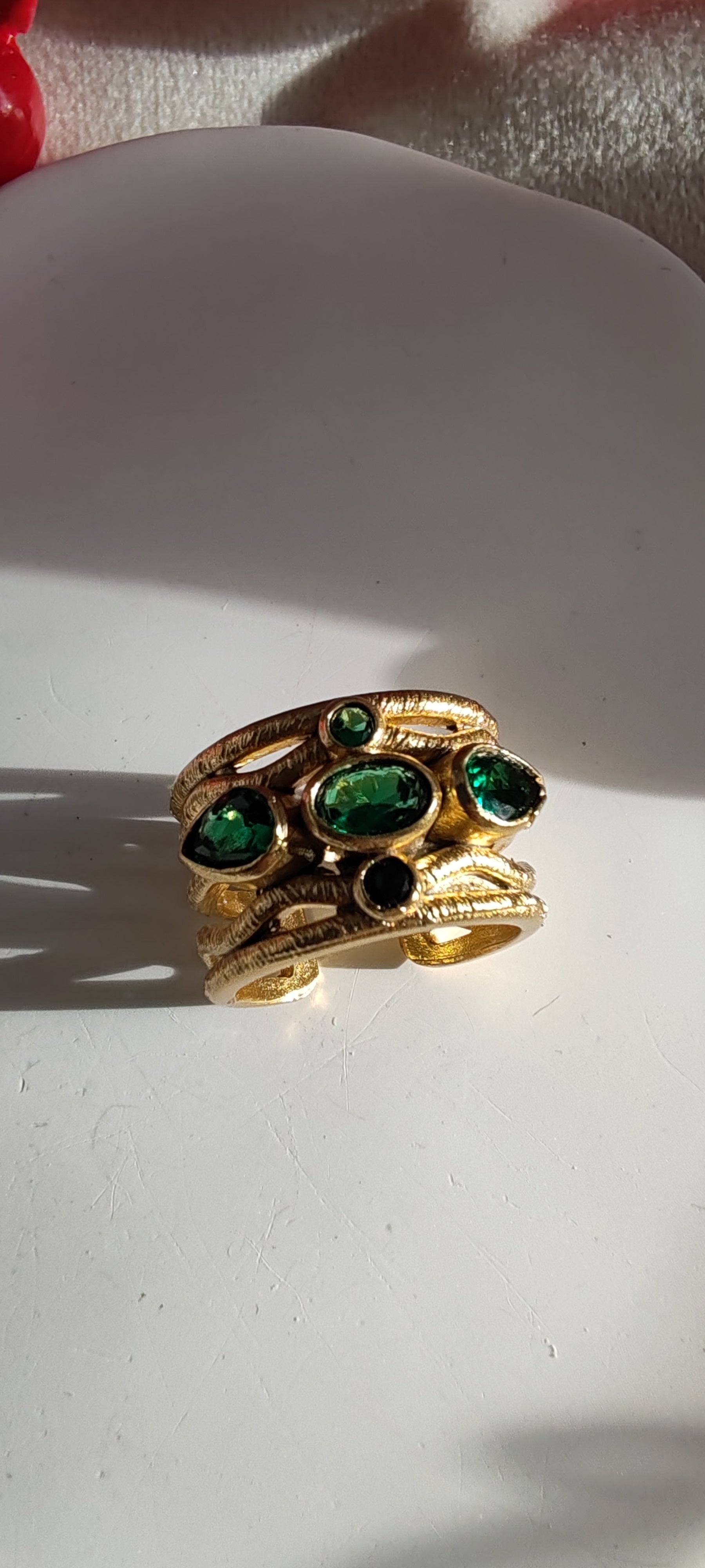 Handmade Gold Ring with Green Zirconia
