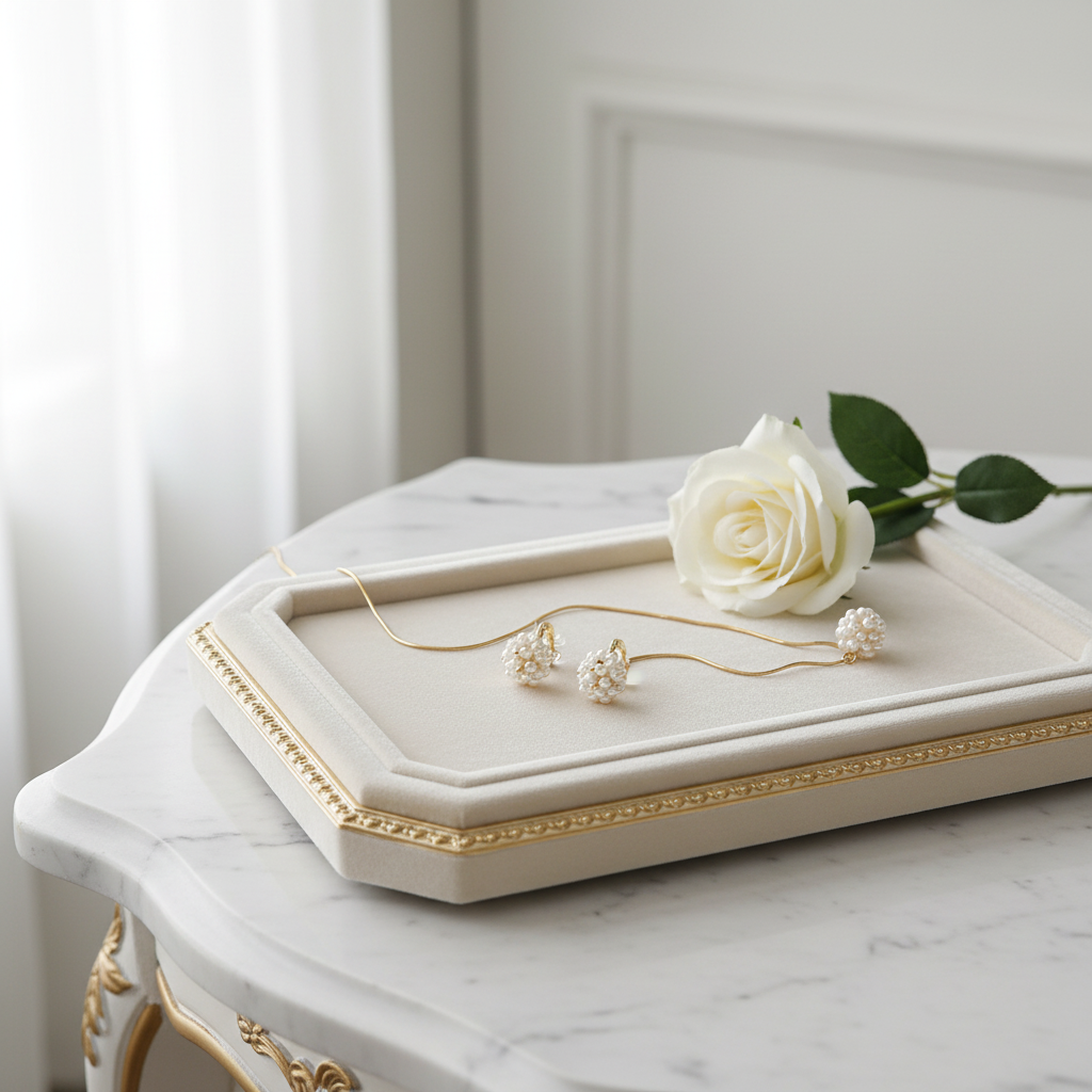 Gold-Plated Jewelry Set with Natural Pearl Cluster