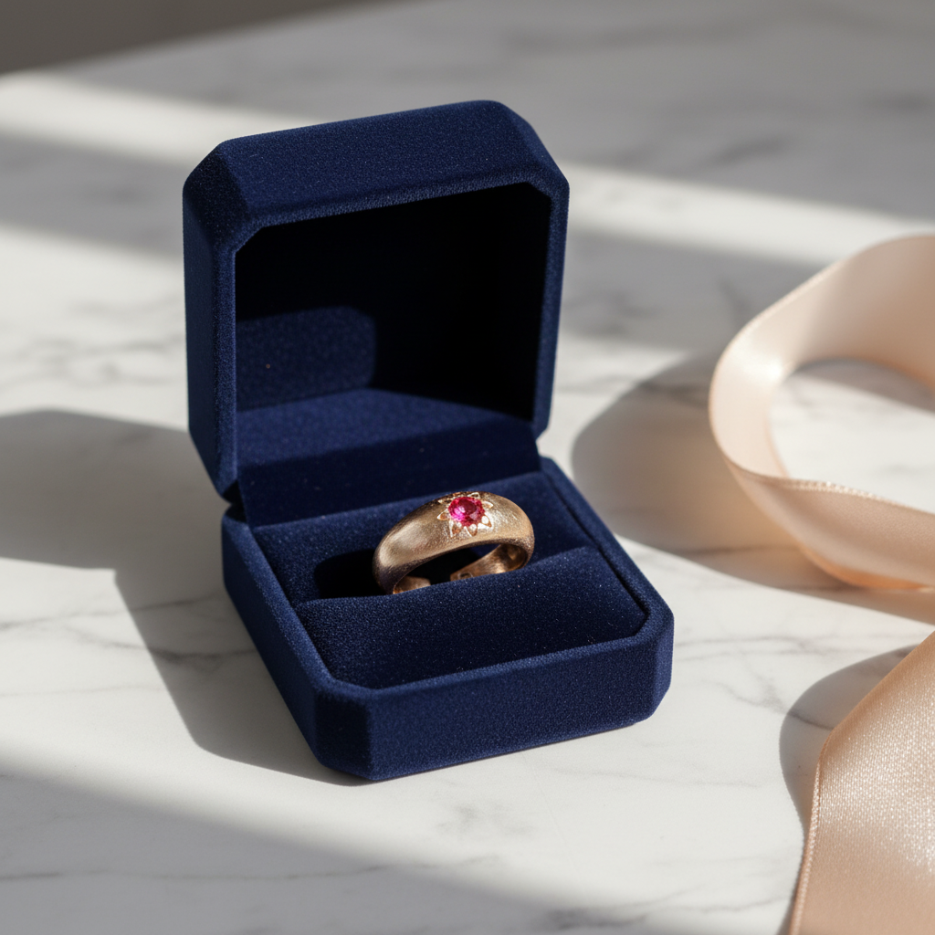 Vintage Gold Ring with Pink Teardrop Zirconia