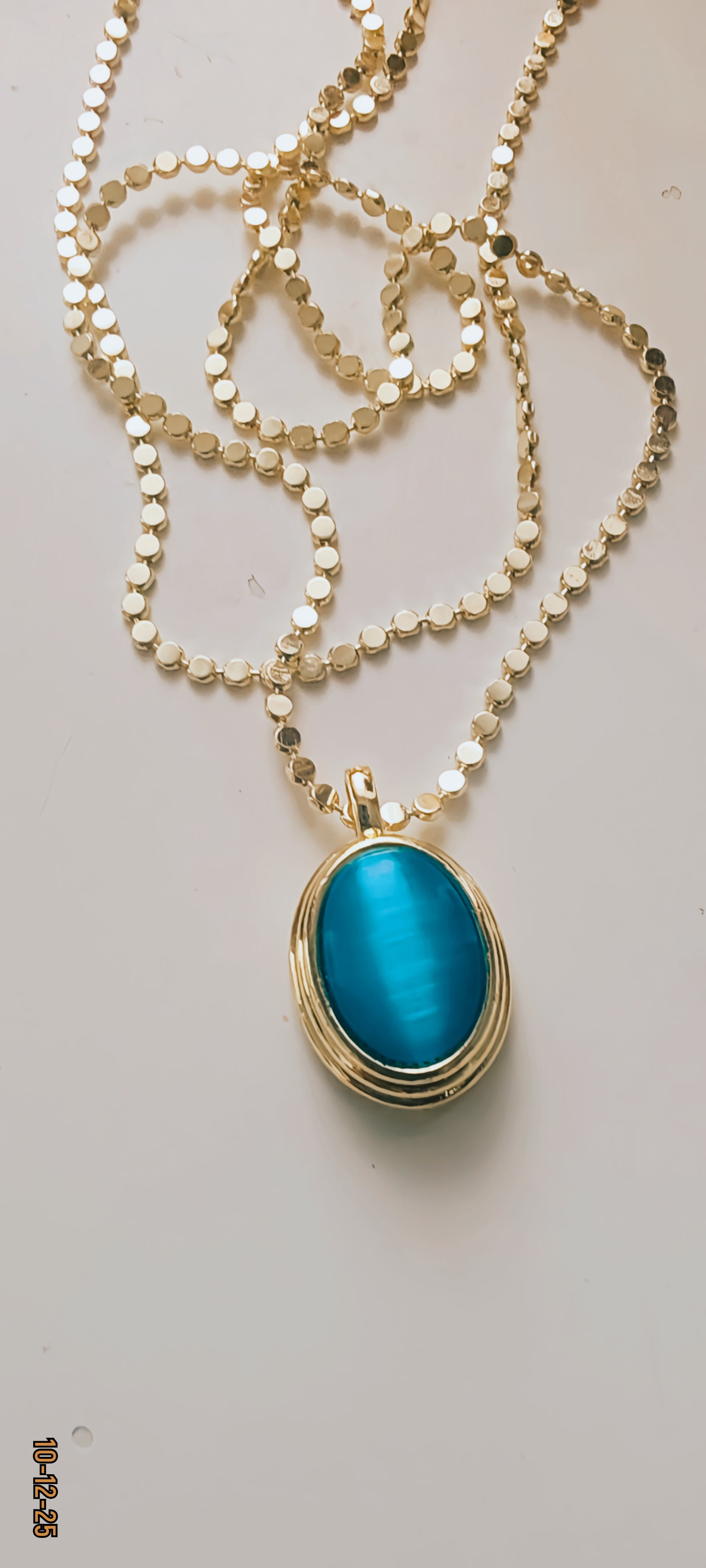 ✨ 14K Gold-Plated Necklace with Blue Stone – 60 cm ✨