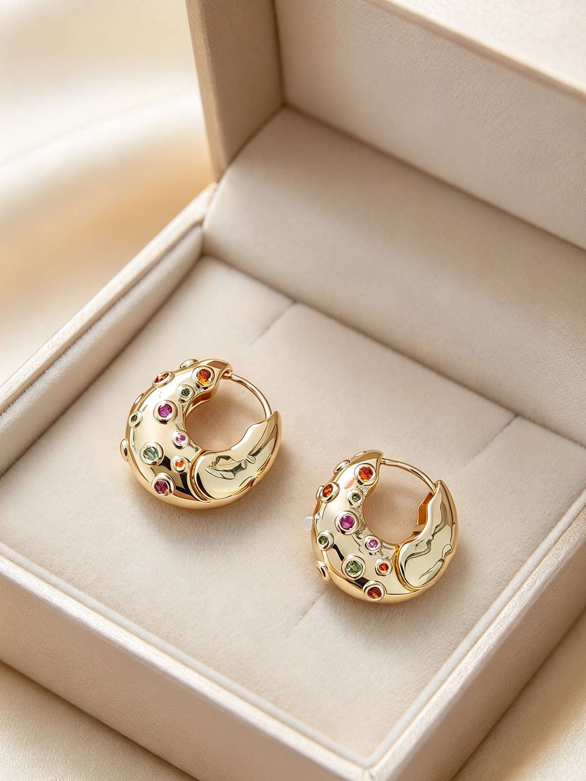 Gold & Rhodium Multi-Colour Hoop Earrings