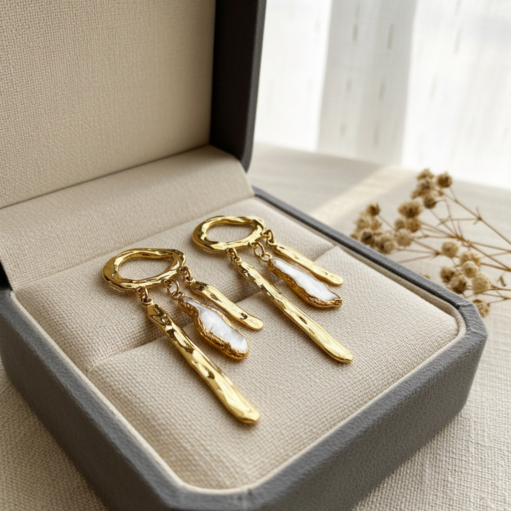 Pearl Gold Drop Earrings