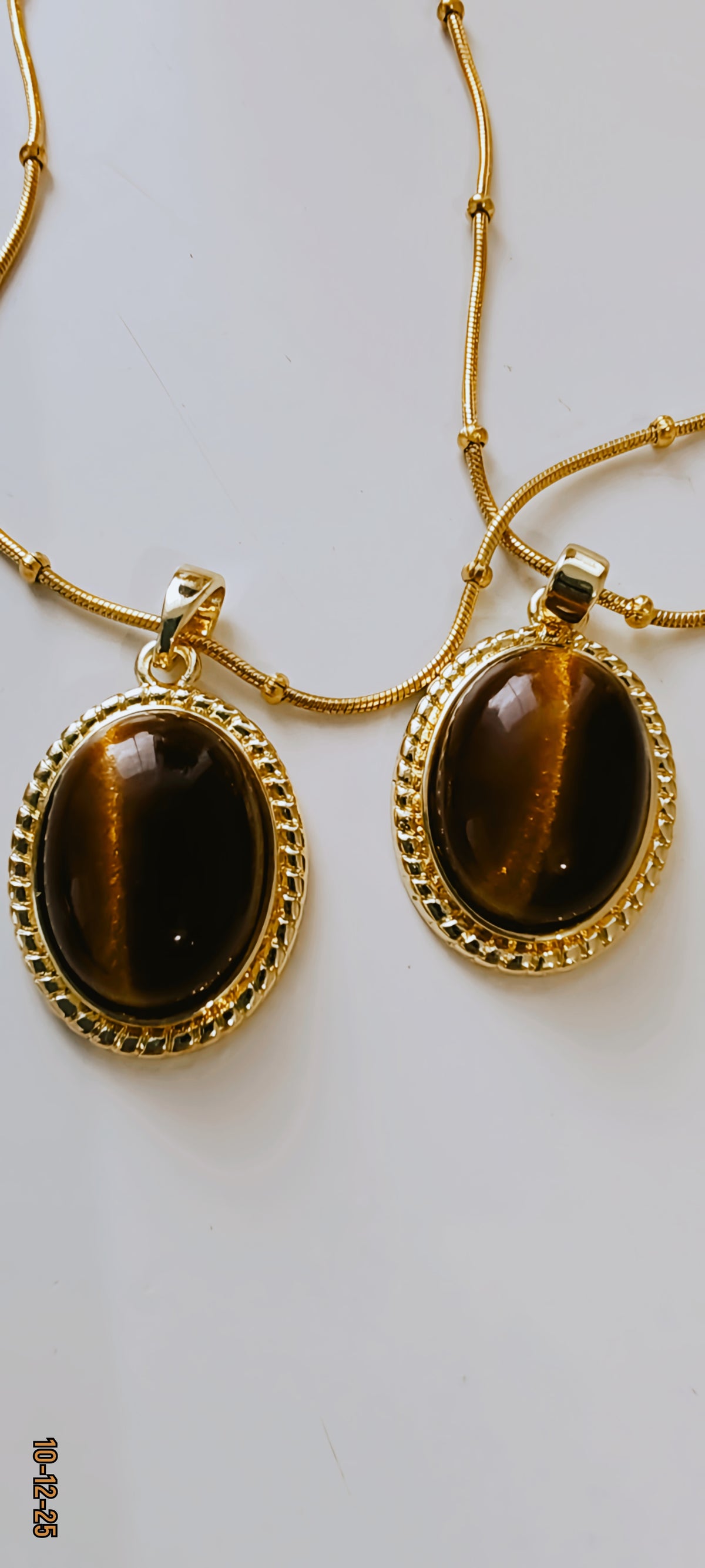 ✨ 14K Gold-Plated Tiger Eye Necklace – 45cm Adjustable Chain ✨