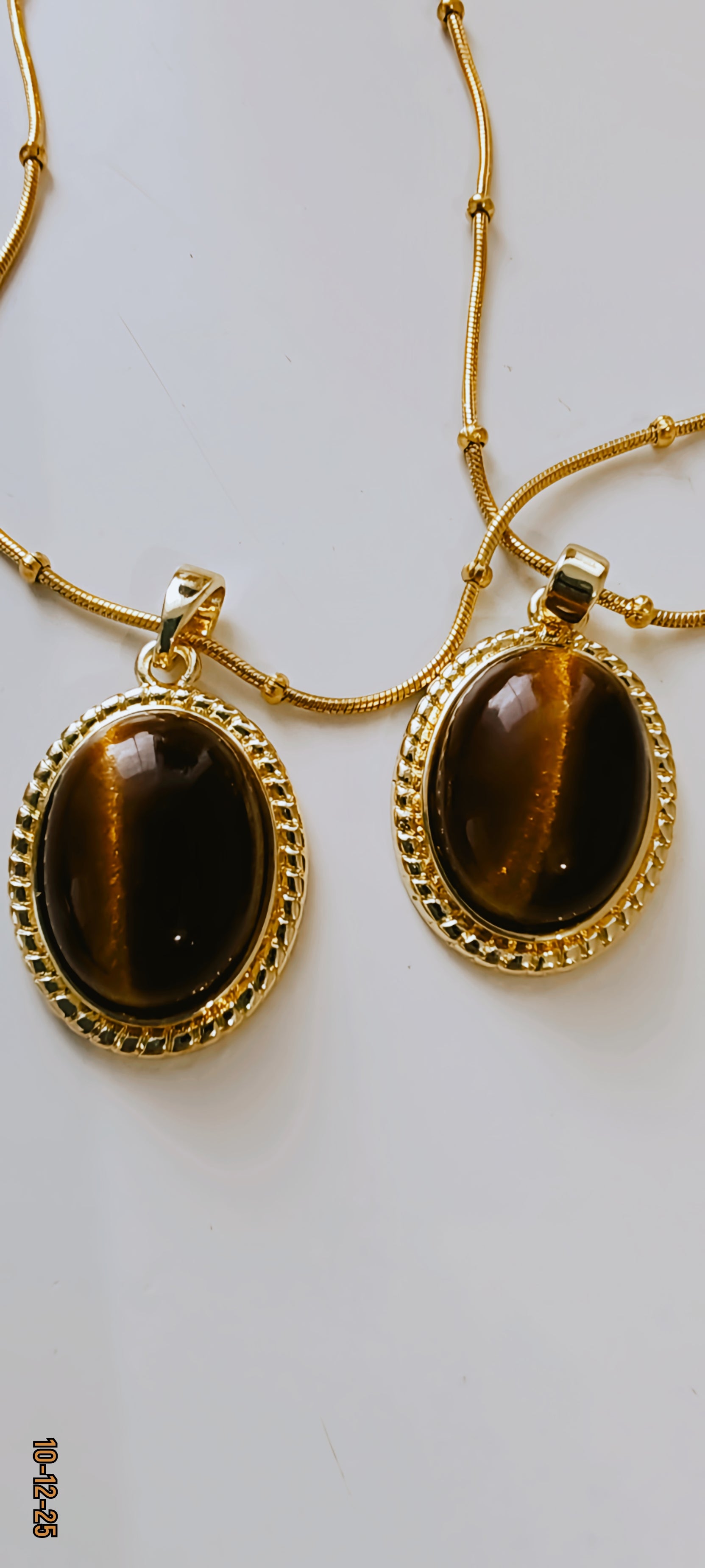 ✨ 14K Gold-Plated Tiger Eye Necklace – 45cm Adjustable Chain ✨