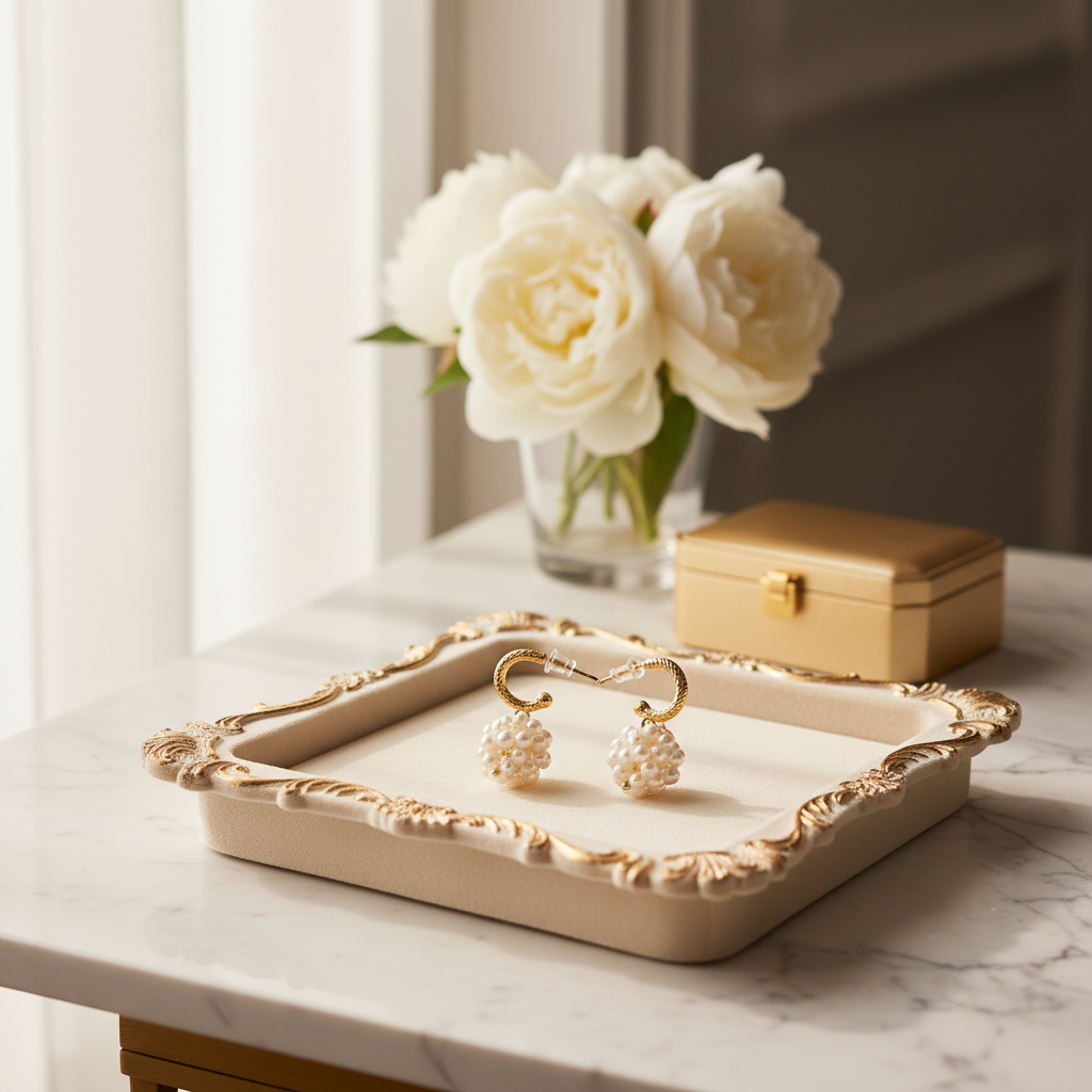 Pearl Cluster Earrings - Gold Plated