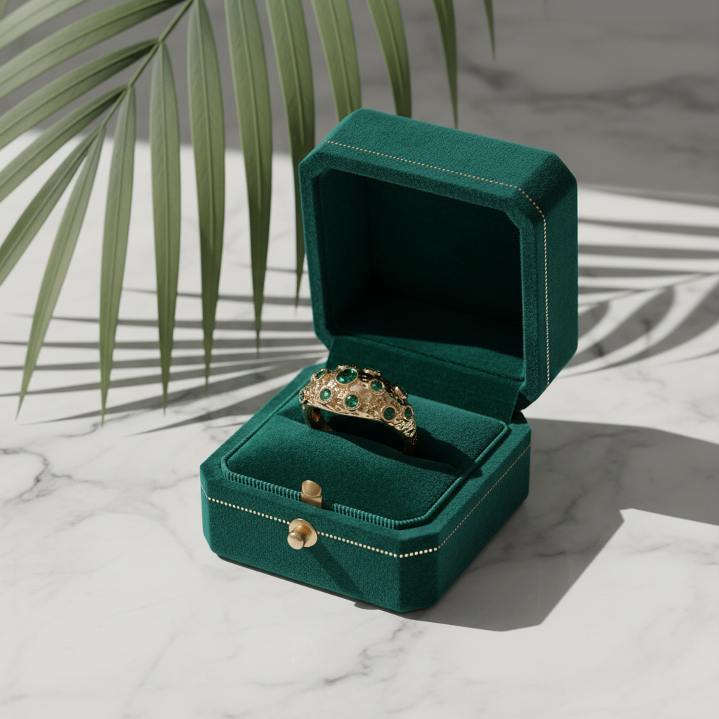 Vintage Gold Ring with Green Zirconia Stones