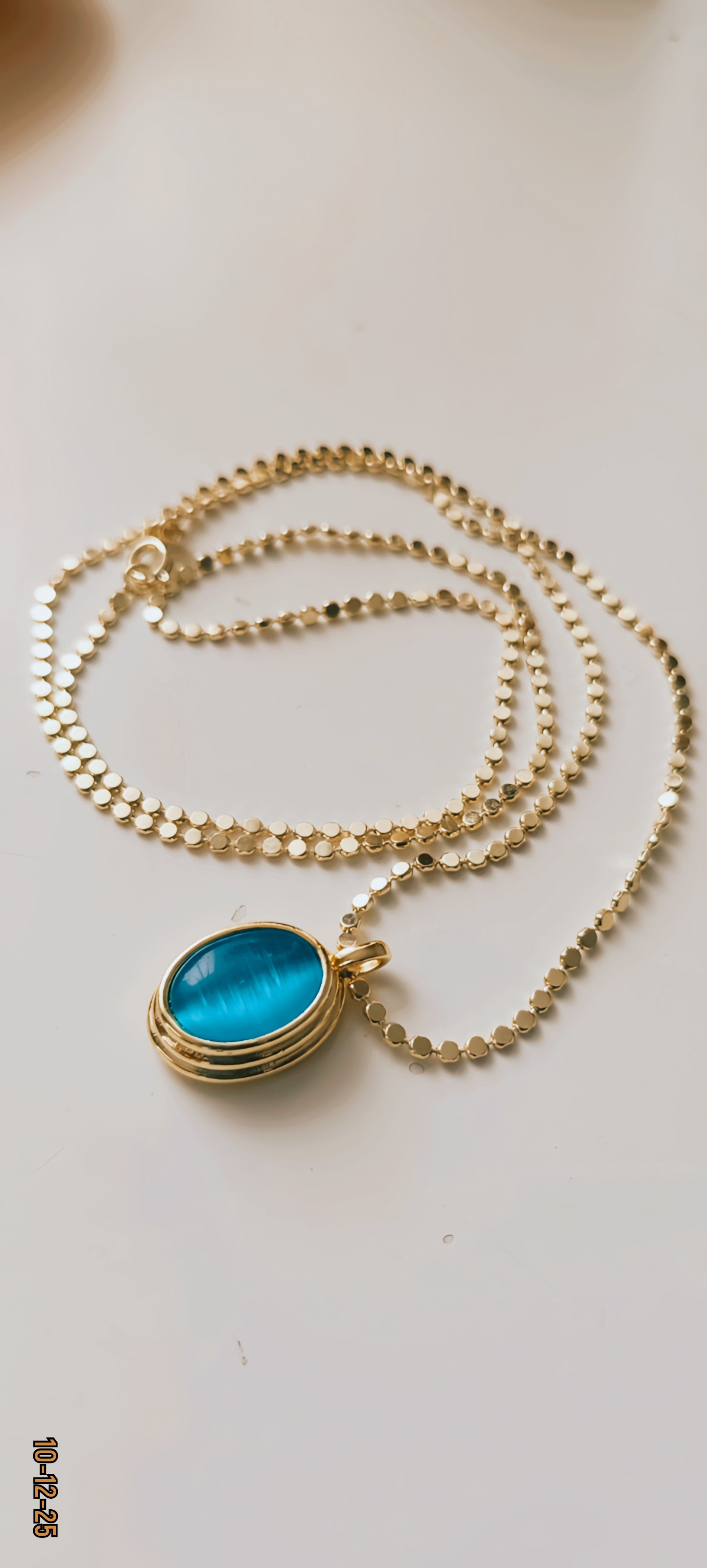 ✨ 14K Gold-Plated Necklace with Blue Stone – 60 cm ✨