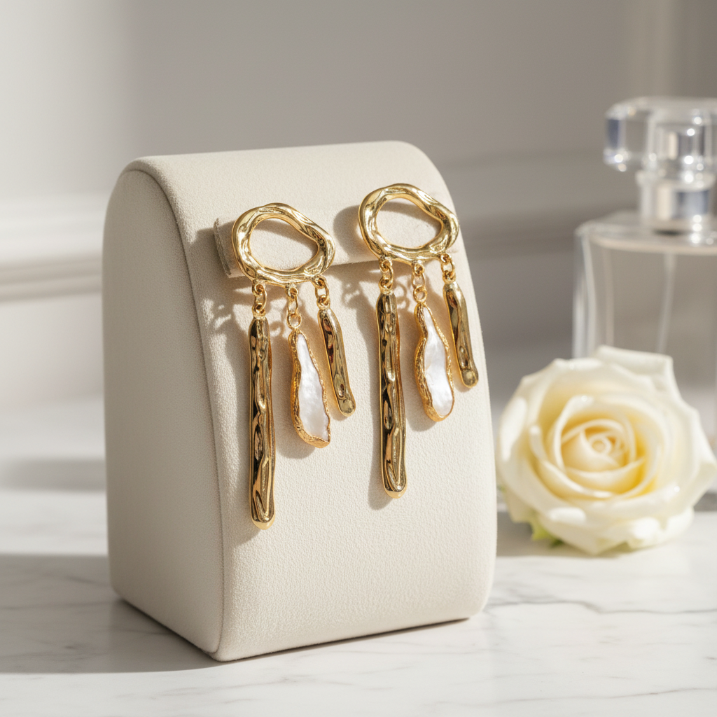 Pearl Gold Drop Earrings