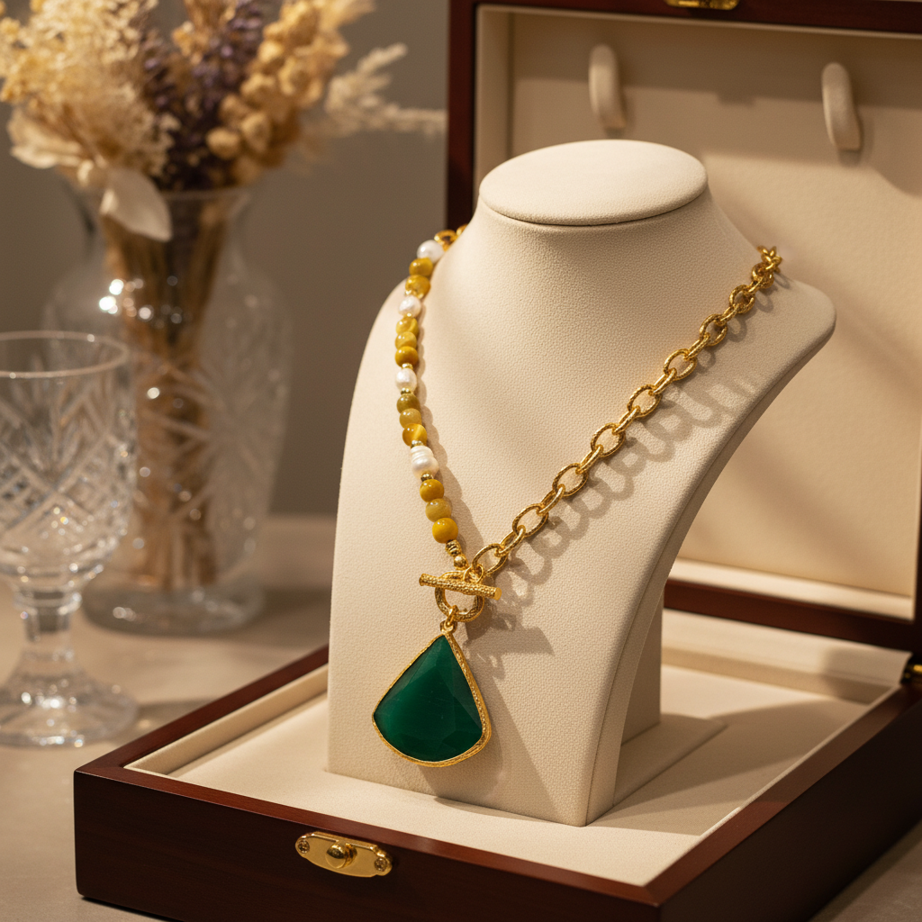 Tiger's Eye, Pearl & Cat's Eye Necklace | 18K Gold Plated