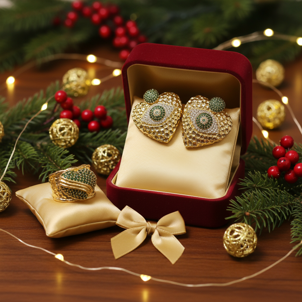 Luxury Heart Jewelry Set with Zirconia - Gold Plated