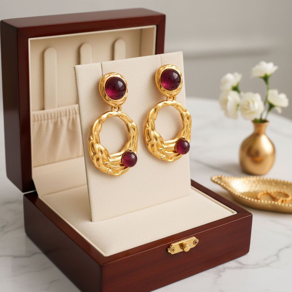 Amethyst Earrings 18K Gold Plated