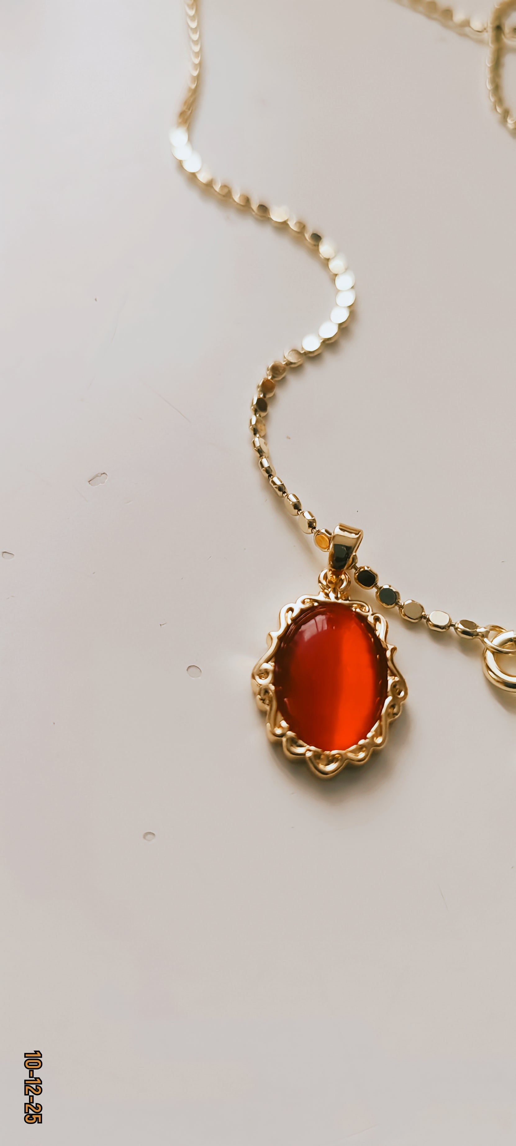 ✨ Gold-Plated Red Coral Necklace – 60cm Surgical Steel ✨j