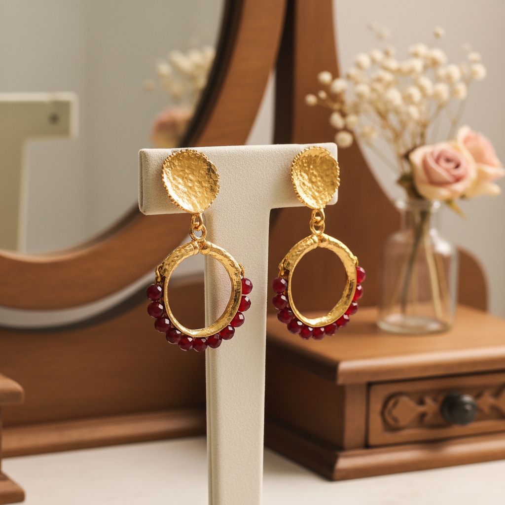 Natural Jade Drop Earrings | 18K Gold Plated