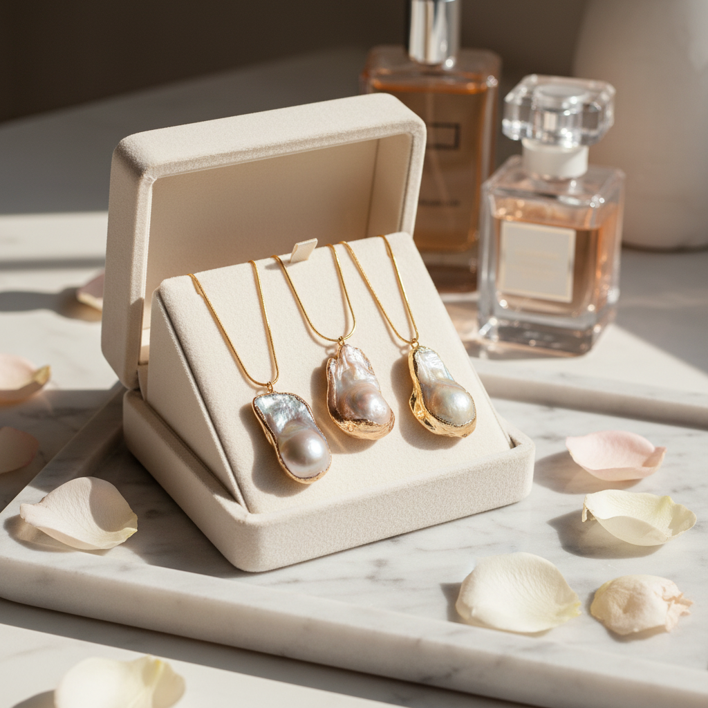 Baroque Pearl Necklace  18k Gold Plated