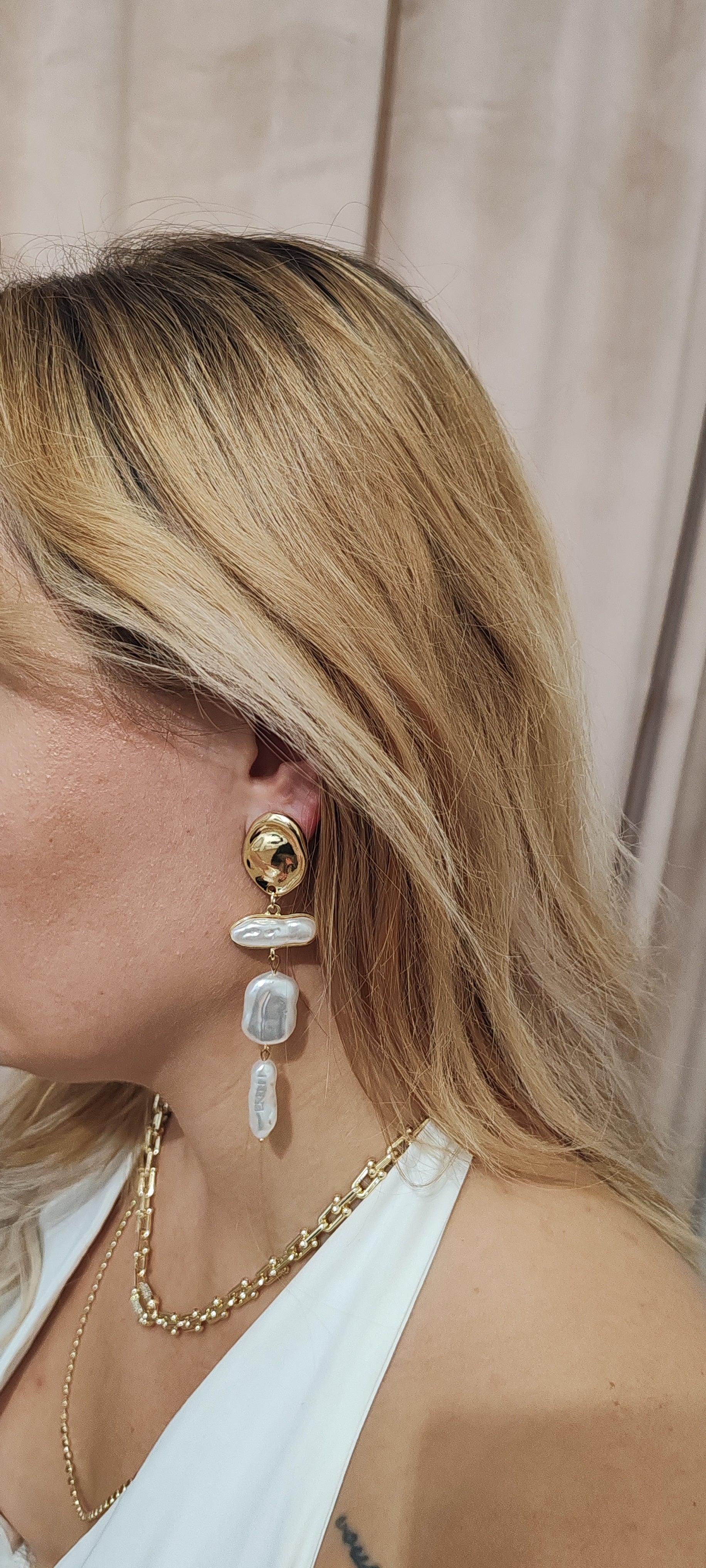 Luxury Gold & Baroque Pearl Drop Earrings – Premium Handmade Jewelry