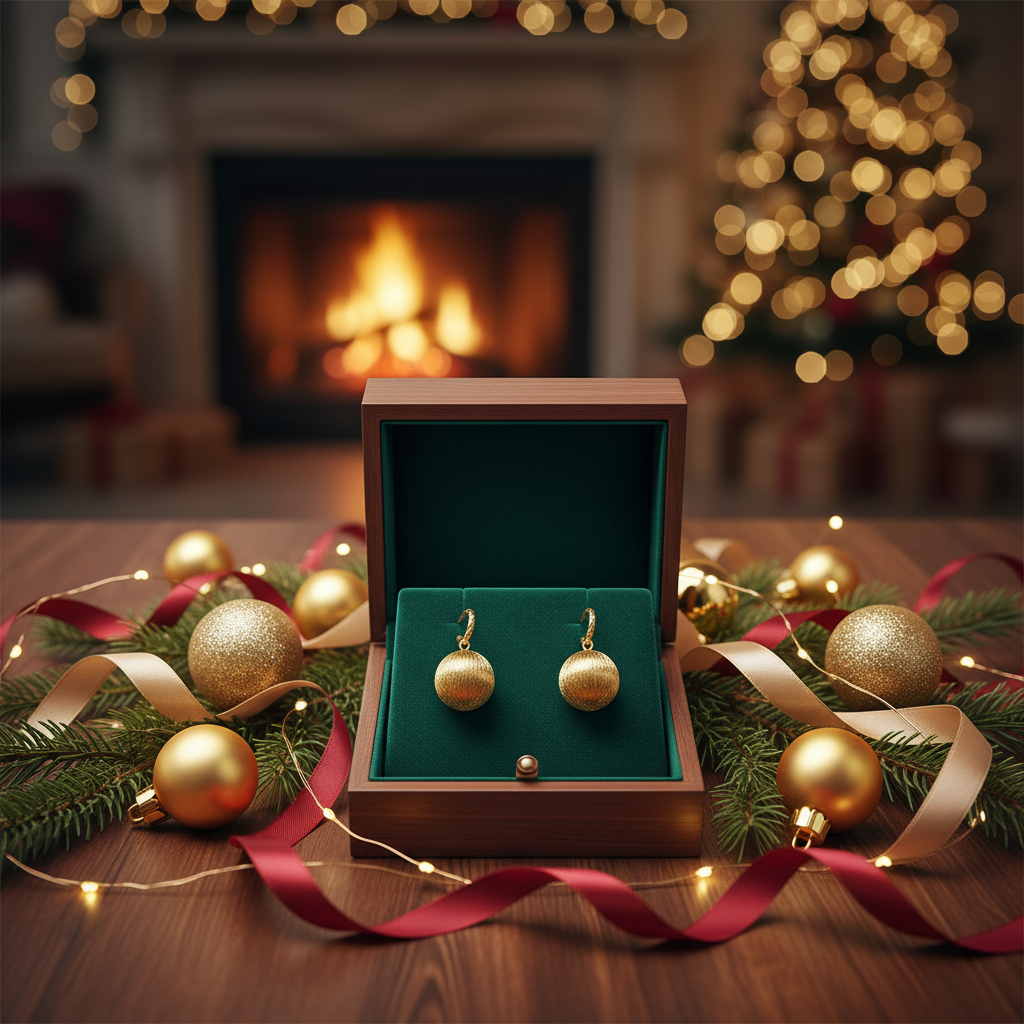 Gold-Plated Textured Ball Earrings