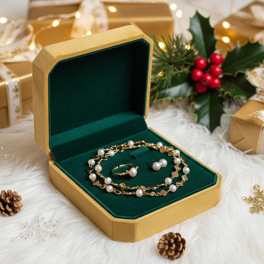 Genuine Freshwater Pearl Jewelry Set – 18K Gold Plated