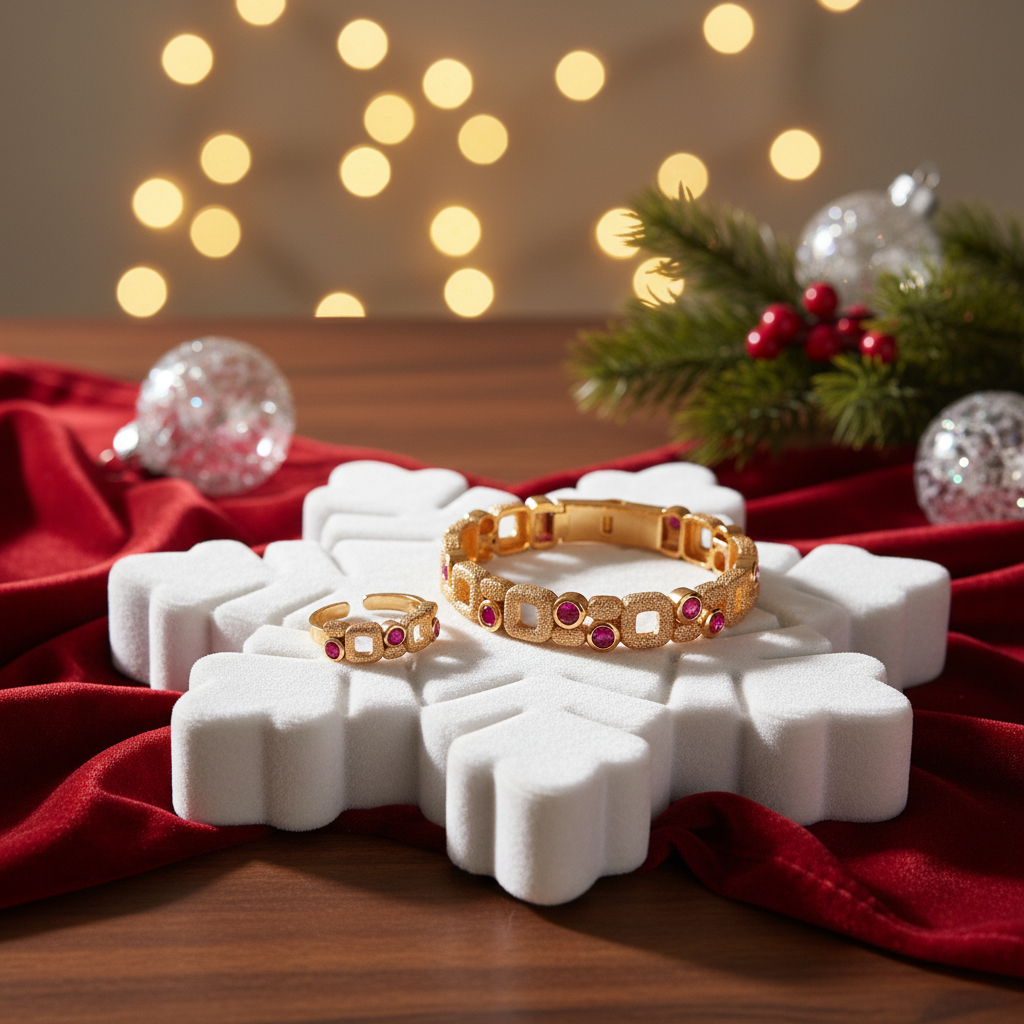 Fuchsia Zirconia Jewelry Set | 18K Gold Plated