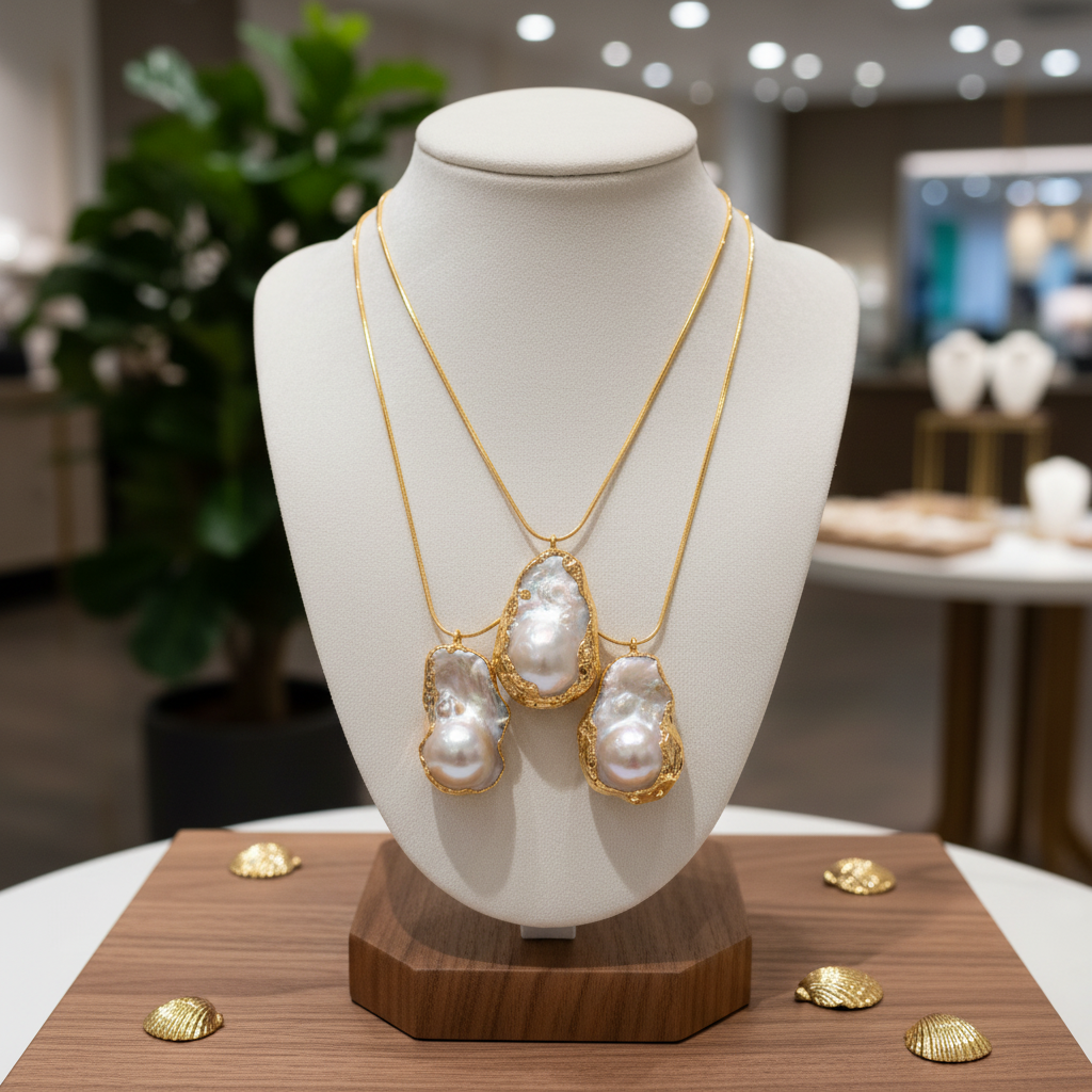 Baroque Pearl Necklace  18k Gold Plated