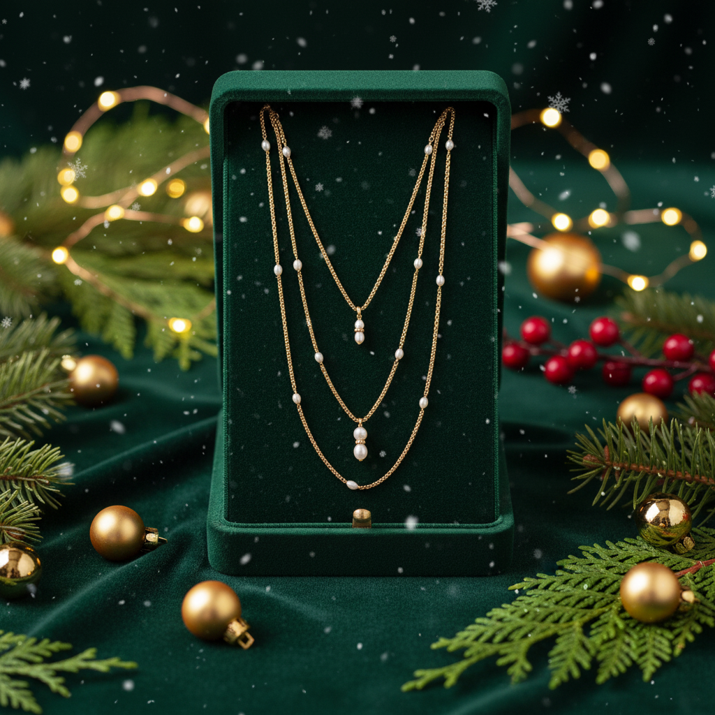 Triple Pearl Necklace - Gold Plated Freshwater Pearls