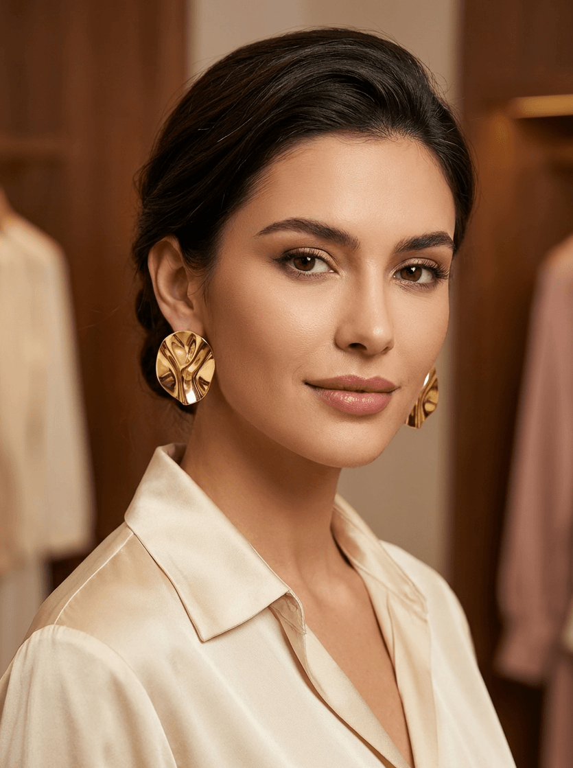 Polished Gold Round Earrings – Modern Minimalist Studs – Enhanced Durability Collection
