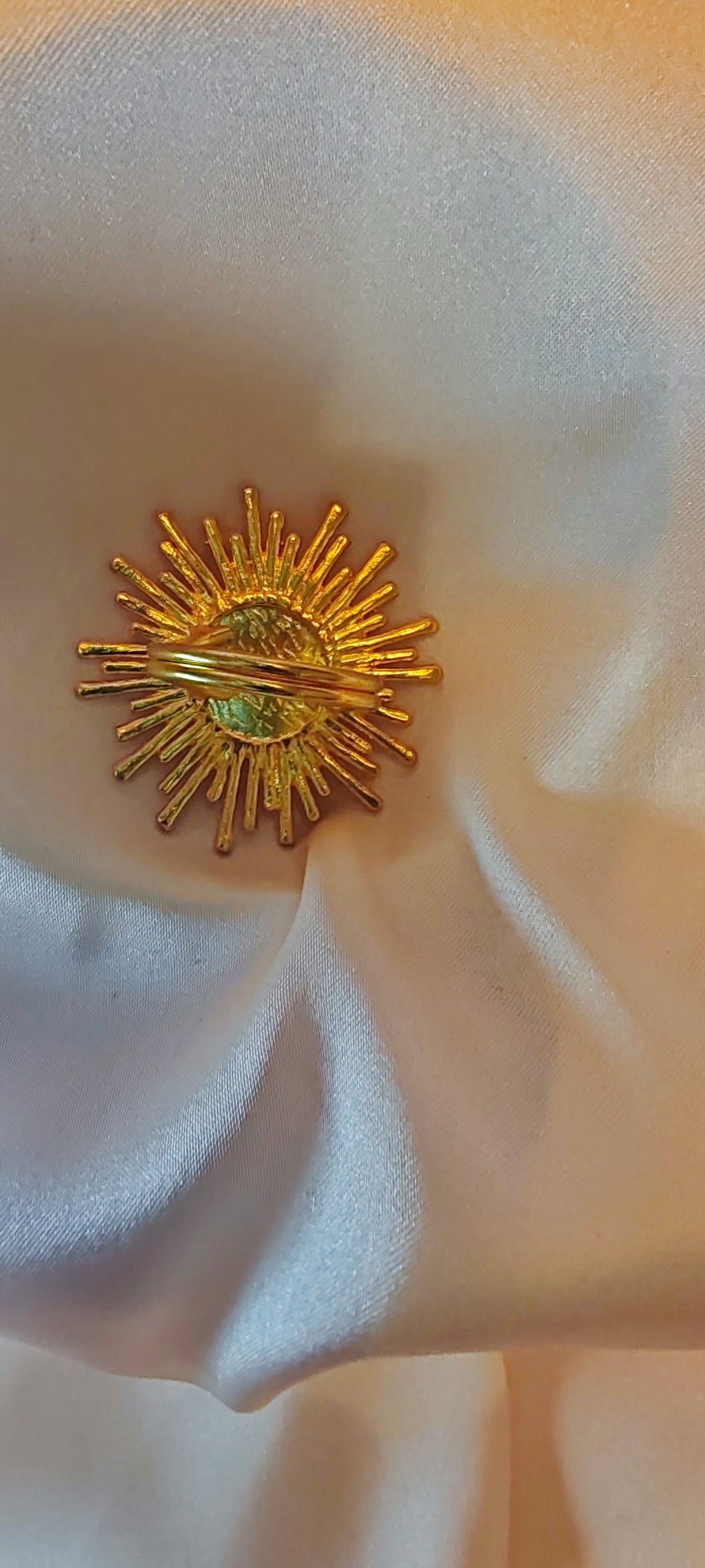 Gold Sun Howlite Ring Adjustable Boho Jewelry