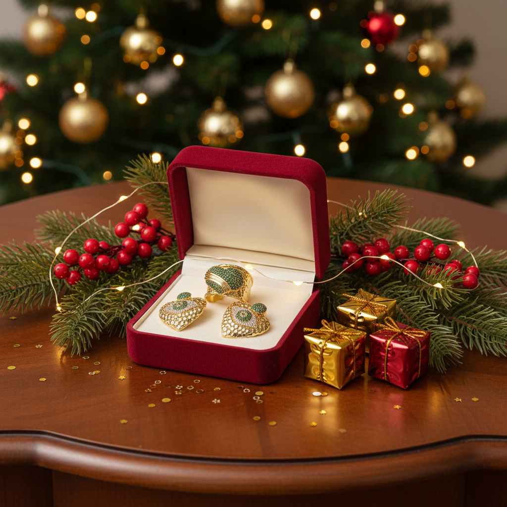 Luxury Heart Jewelry Set with Zirconia - Gold Plated