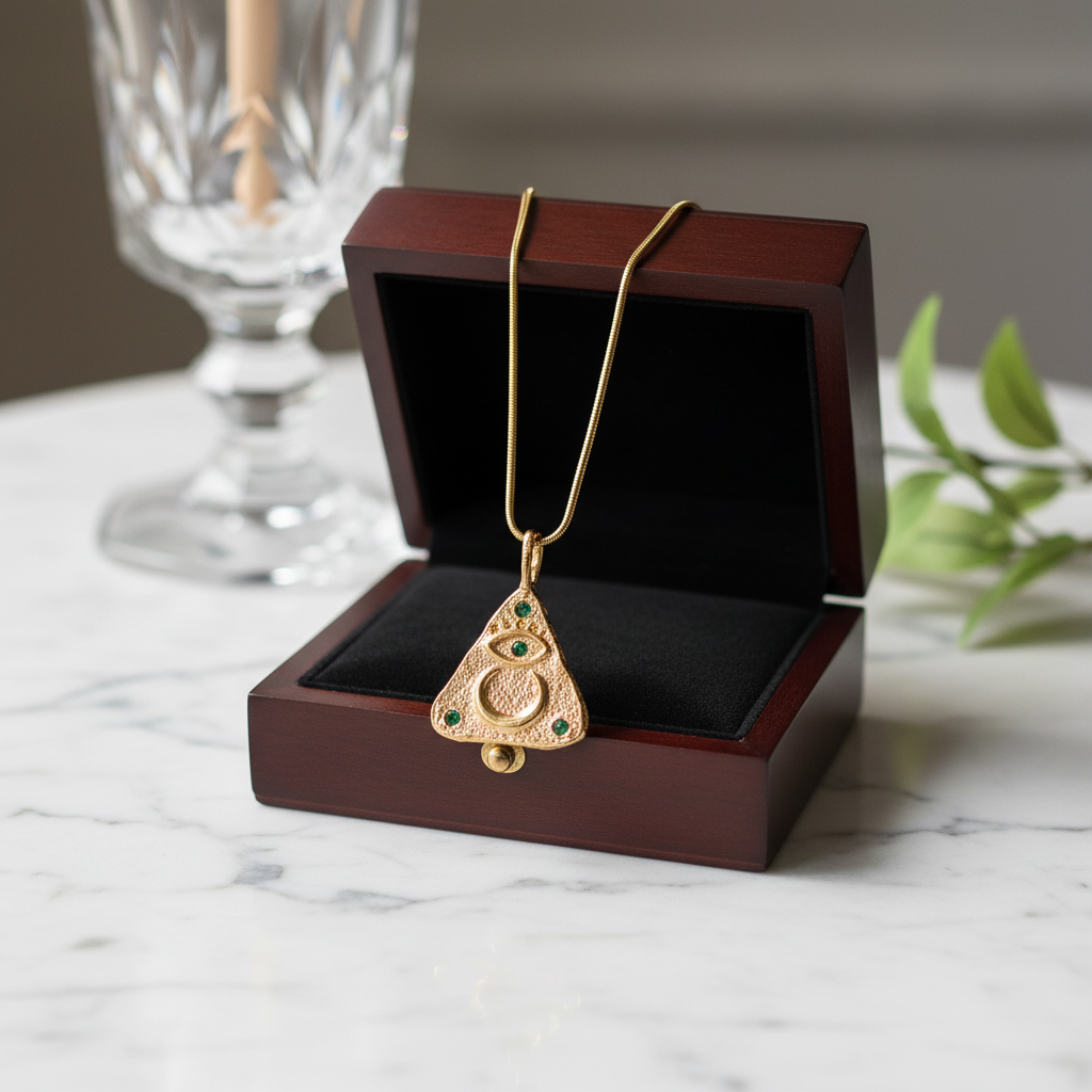 Triangle Evil Eye Necklace - Surgical Steel Gold Plated